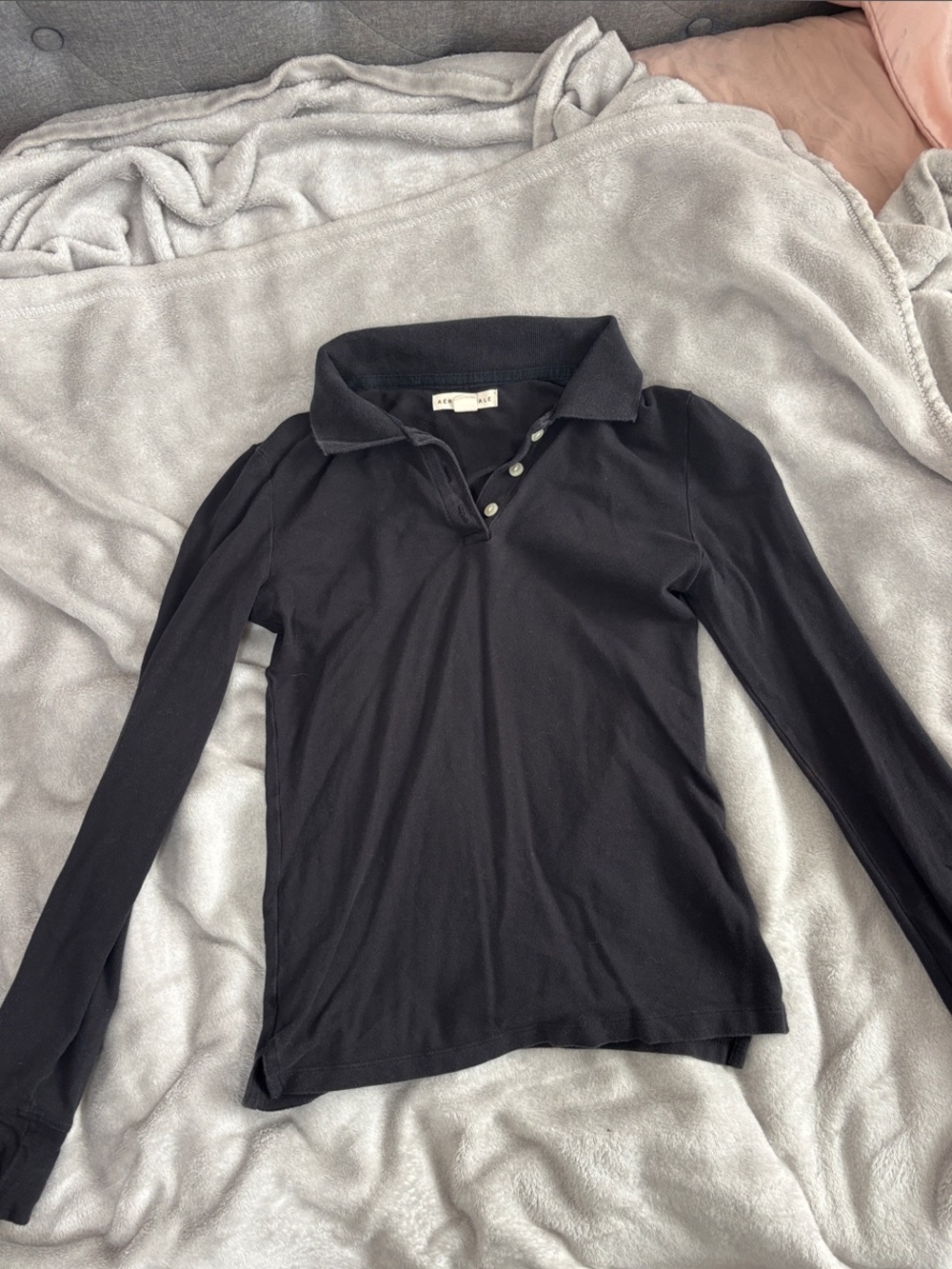 Aeropostale Black Long Sleeve Polo Shirt